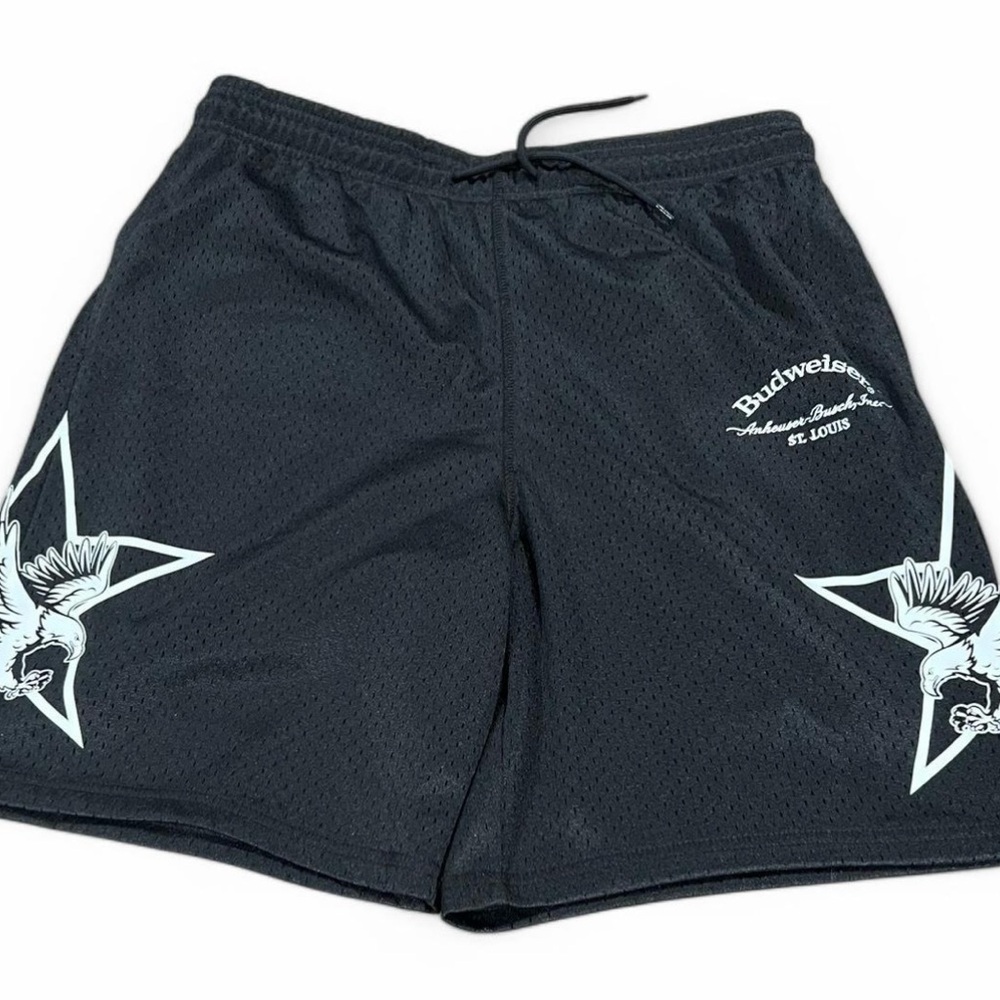 Budweiser Black Athletic Shorts with Elastic Waistband